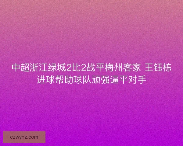中超浙江绿城2比2战平梅州客家 王钰栋进球帮助球队顽强逼平对手 中超浙江绿城2比2战平梅州客家 王钰栋进球帮助球队顽强逼平对手