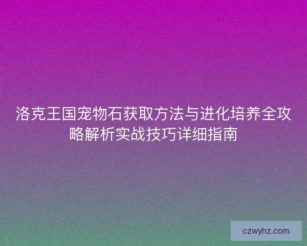 洛克王国宠物石获取方法与进化培养全攻略解析实战技巧详细指南