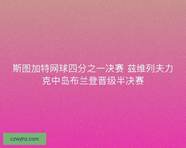 斯图加特网球四分之一决赛 兹维列夫力克中岛布兰登晋级半决赛